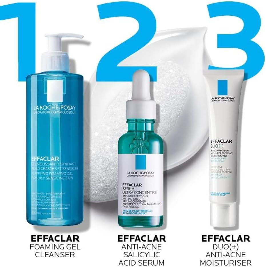 La Roche Posay Anti-Acne Cleanser, Purifying Foaming Gel, Cleanser for Oily Skin, Soap-Free and Paraben-Free, Effaclar, 200Ml