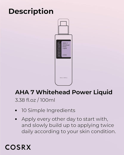 AHA 7 Whitehead Power Liquid 100Ml | Whitehead Remover for Face, Korean Skin Care, Animal Testing Free