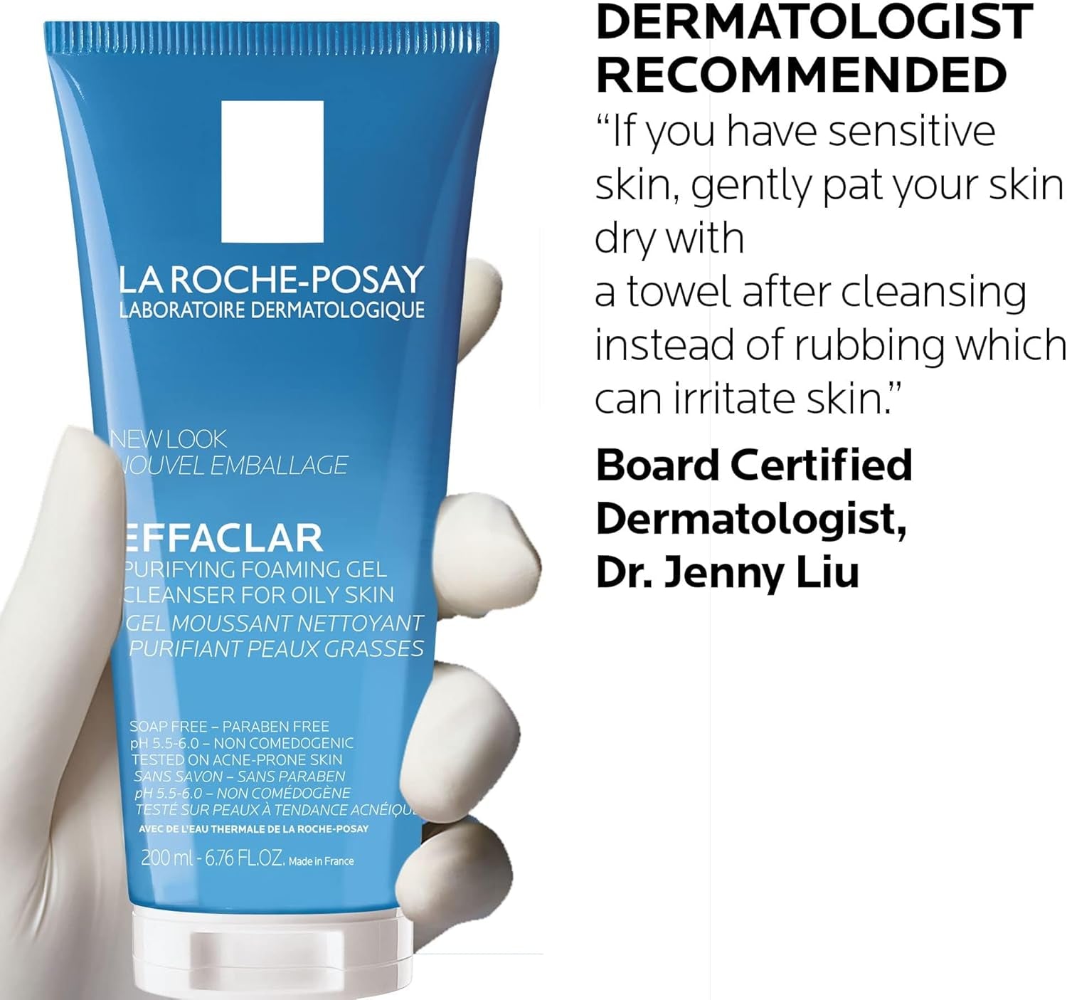 La Roche Posay Anti-Acne Cleanser, Purifying Foaming Gel, Cleanser for Oily Skin, Soap-Free and Paraben-Free, Effaclar, 200Ml